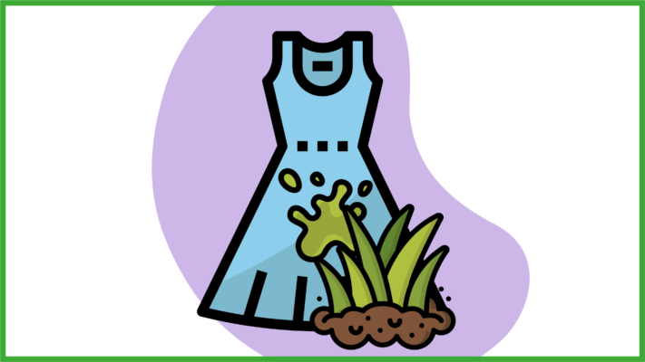 Immagine di un vestito in seta sporco di erba