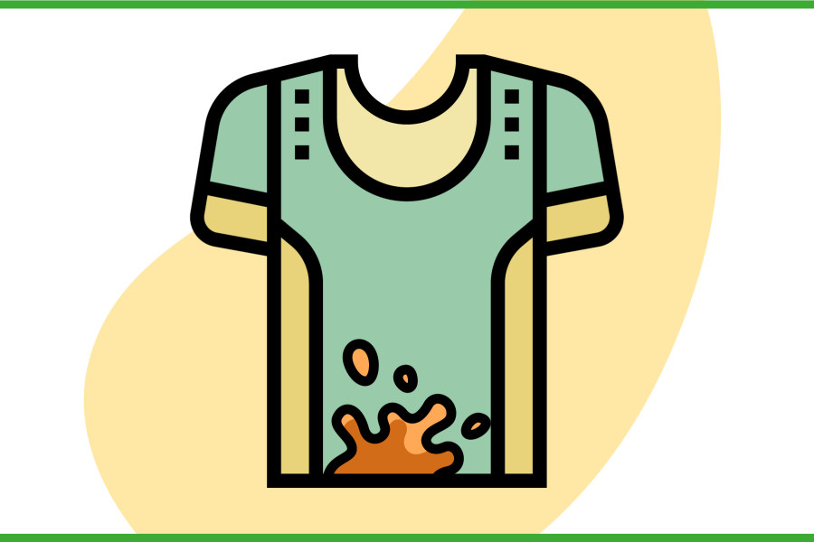 Immagine di una maglietta sintetica sporca di ruggine