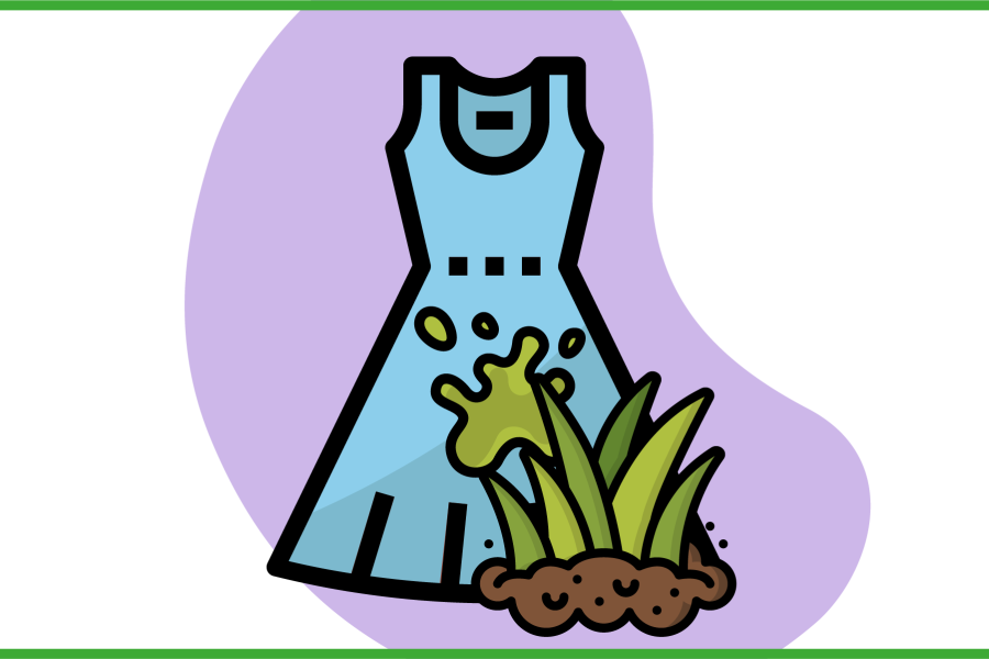 Immagine di un vestito in seta sporco di erba