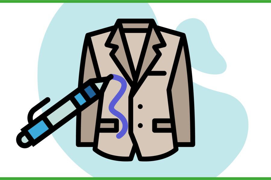 Immagine di una giacca iln lino sporcata con un pennarello